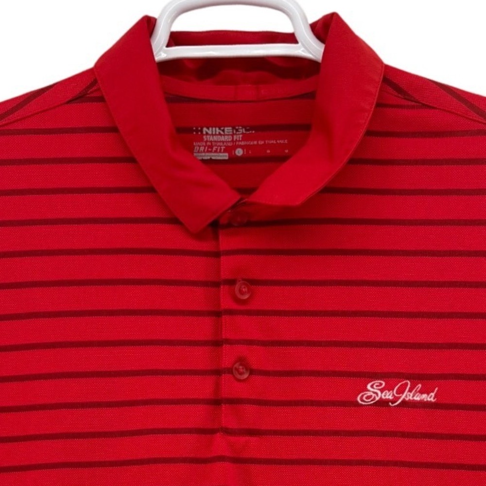 Nike Golf Dri-FIT Polo Shirt Mens Large Red Striped Sea Island 725531-677